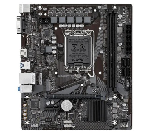 Материнская плата GIGABYTE H610M H V2, LGA1700, H610, 2*DDR5, 4*SATA, 1*M.2, 2*USB 3.2, 4*USB 2.0, 1*PCIx16, 1*PCIx1, D-Sub+HDMI, mATX