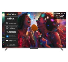Телевизор ЖК 75'' Skyworth 75", Ultra HD, QLED, Matte Screen, 330Nit, Google TV, DVB-T2/C/S2, 2.1.2ch Sound (30W + 20W SUB) Dolby Atmos, Karaoke Mode, 120Hz, 3 HDMI, 2 USB, Digital Audio Output, LAN, Composite output, Выход для наушников, 2 Pole, без