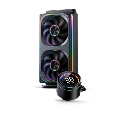 Система жидкостного охлаждения/ Water Cooling System JONSBO TH-240 Black (260W, 240mm, LED temp., Black, ARGB/ Fans: 2x120mm, 62.4CFM, 37.3dBA, 2400RPM/ Pump height 72mm, 30dBA, 2400RPM, Rad thickness 27mm/ S: 1851, 1700, 1200, 115X, AM5, AM4) Система жидкостного охлаждения/ Water Cooling System JONSBO TH-240 Black (260W, 240mm, LED temp., Black, ARGB/ Fans: 2x120mm, 62.4CFM, 37.3dBA, 2400RPM/ Pump height 72mm, 30dBA, 2400RPM, Rad thickness 27mm/ S: 1851, 1700, 1200, 115X, AM5, AM4)