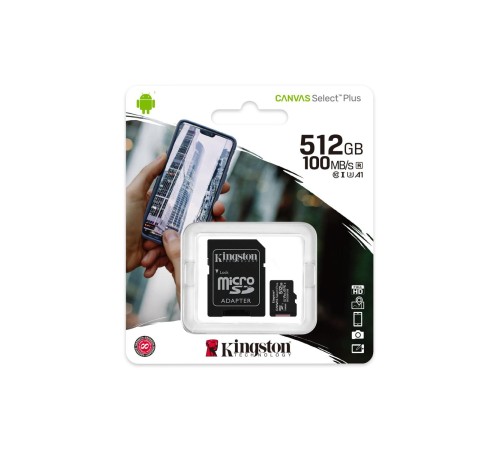 Карта памяти Kingston 512GB microSDXC Canvas Select Plus 100R A1 C10 Card + Adapter/ Kingston 512GB microSDXC Canvas Select Plus 100R A1 C10 Card + Adapter Карта памяти Kingston 512GB microSDXC Canvas Select Plus 100R A1 C10 Card + Adapter/ Kingston 512GB microSDXC Canvas Select Plus 100R A1 C10 Card + Adapter