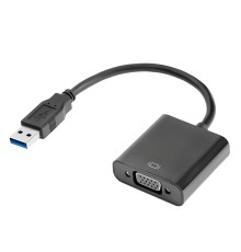 GCR Конвертер-переходник USB 3.0 AM > VGA 15F, черный, GCR-U32VGA2B
