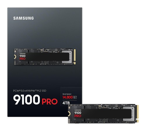 Твердотельный накопитель/ Samsung SSD 9100 PRO, 4000GB, M.2(22x80mm), NVMe 2.0, PCIe 5.0 x4, V-NAND TLC, R/W 14800/13400MB/s, IOPs 2 200 000/2 600 000, TBW 2400, DWPD 0.3 (12 мес.) Твердотельный накопитель/ Samsung SSD 9100 PRO, 4000GB, M.2(22x80mm), NVMe 2.0, PCIe 5.0 x4, V-NAND TLC, R/W 14800/13400MB/s, IOPs 2 200 000/2 600 000, TBW 2400, DWPD 0.3 (12 мес.)