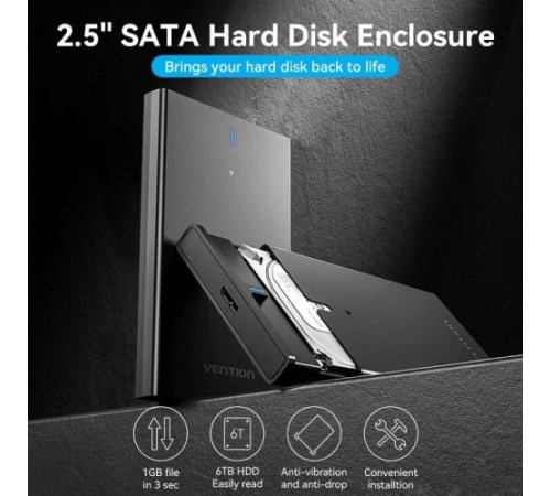 Внешний корпус Vention для HDD/SSD 2.5" (USB 3.0 Mirco-B) Черный