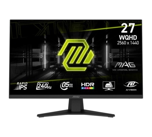 Монитор MSI MAG 274QF X24 27" 16:9 WQHD(2560x1440) Rapid IPS Flat, 0,5ms, 1000:1, 100M:1, 250nits, 2xHDMI 2.0b, DP 1.4a, Tilt, VESA,240Hz,Black,1y w-ty
