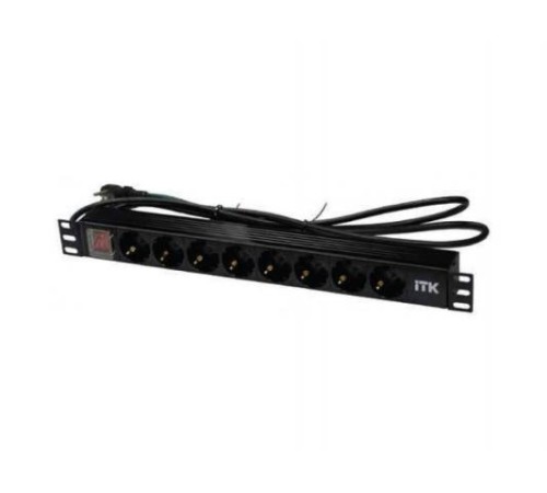 Блок розеток ITK PDU 8 розеток нем. ст, с LED выкл,1U, шнур 2м вилка нем. Ст Блок розеток ITK PDU 8 розеток нем. ст, с LED выкл,1U, шнур 2м вилка нем. Ст
