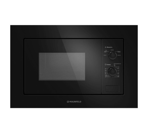Встраиваемая микроволновая печь MAUNFELD MBMO.20.1PGB/ 60 см, 595x343,5x388 мм, механическое управление, 20 л, 1250 Вт, черный цвет, фурнитура черная