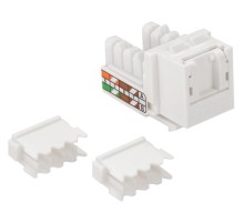 Розеточный модуль Модуль Keystone, RJ45, неэкранированный, кат.5E, со встроенной шторкой, 90 градусов, белый