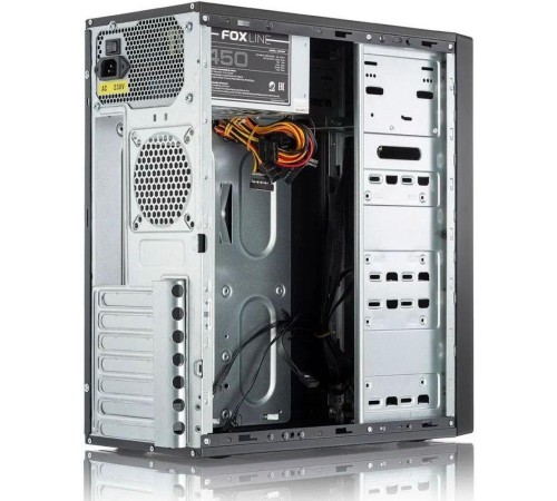Корпус c блоком питания 450 Ватт/ Case Foxline FL-301, ATX, 1x5.25EXT, 1x3.5EXT, 4x3.5INT, 4xUSB2.0, HDA, w/o FAN, w/PSU 450W 8cm, w/C13-C14 cable 1.5m, , w/DVD-RW installed
