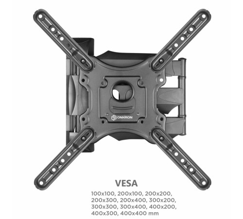 Кронштейн ONKRON/ 32-65" макс. 400*400, 2 колена, наклон -5º+8º, поворот 180º макс, от стены 55-500мм, черный Кронштейн ONKRON/ 32-65" макс. 400*400, 2 колена, наклон -5º+8º, поворот 180º макс, от стены 55-500мм, черный