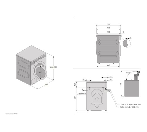 Стиральные машины ASKO/ Арт. 741648 ; Стиральная машина с фронтальной загрузкой, Класс энергопотребление/стирка/отжим: А+++/А/B, 11 кг, белый