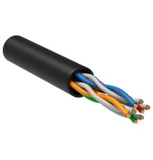Кабель связи витая пара U/UTP, кат.5E 4х2х24AWG solid, LDPE, 305м, черный