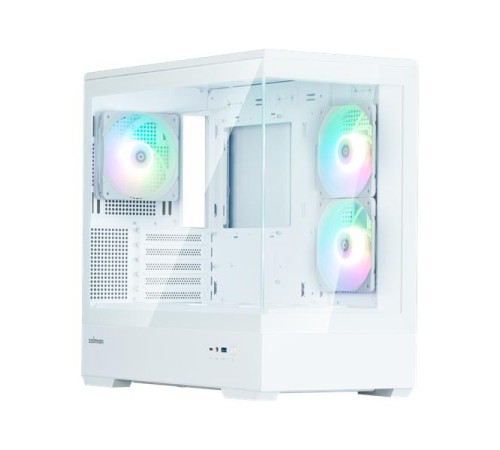 корпус ZALMAN P30 V2, MATX, WHITE, WINDOW, 2x3.5", 3x2.5", 1xUSB TYPE-C, 1xUSB3.0, SIDE 2x120mm ARGB, REAR 1x120mm ARGB, VGA support