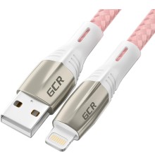 Greenconnect Кабель 1.2m для iPod, iPhone, iPad series MERCEDES& LED, PINK NYLON, супер быстрая зарядка, MFI, GCR-52165