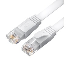 GCR Патч-корд PROF плоский прямой 0.15m, UTP медь кат.6, белый, 30 AWG, ethernet high speed 10 Гбит/с, RJ45, T568B
