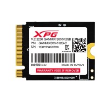 Твердотельный накопитель/ ADATA SSD GAMMIX S55, 512GB, M.2(22x30mm), NVMe, PCIe 4.0 x4, 3D NAND, R/W 5000/3000MB/s, IOPs -/-, TBW 230, DWPD 0.2 (5 лет)