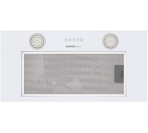 ВЫТЯЖКА HOMSair Camelia Power 60 White/ полновстраиваемая, кнопочное управление, 3 скорости, 580 м3/ч, до 30 м2, 52 дБ, светодиодное LED-освещение, угольный фильтр CF02X 1 шт., ШхВхД: 650х172х260 мм, белый цвет