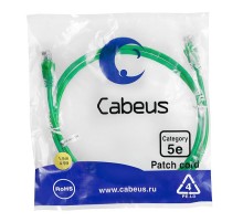 Патч-корд Cabeus PC-UTP-RJ45-Cat.5e-1.5m-GN Патч-корд U/UTP, категория 5е, 2xRJ45/8p8c, неэкранированный, зеленый, PVC, 1.5м
