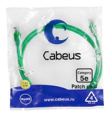 Патч-корд Cabeus PC-UTP-RJ45-Cat.5e-1.5m-GN Патч-корд U/UTP, категория 5е, 2xRJ45/8p8c, неэкранированный, зеленый, PVC, 1.5м