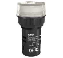 Лампа комм. ADDS ?22 мм Цвет:БЕЛЫЙ LED 220В ЛK-22 DEKraft