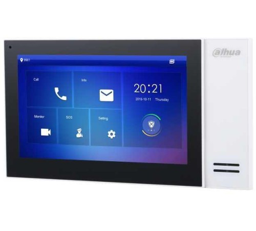 Монитор видеодомофона IP 7 дюймовый,  белый, 1024x600, сенсорный экран, DC 12В/PoE(802.3af), накладной монтаж