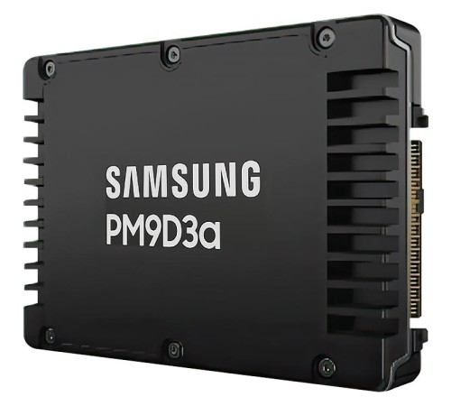 Твердотельный накопитель/ Samsung SSD PM9D3a, 3840GB, U.3(2.5" 15mm), NVMe, PCIe 5.0x4, 3D TLC, R/W 12000/6000MB/s, IOPs 2 000 000/250 000, TBW 7008, DWPD 1 (12 мес.)