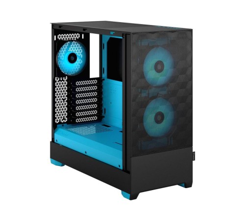 Корпус ПК без блока питания/ Case Fractal Design Pop Air RGB Cyan Core TG Clear Tint, Midi-Tower, 3x120mm RGB, 2xUSB-A 3.2 ATX, mATX, mITX Black/Cyan