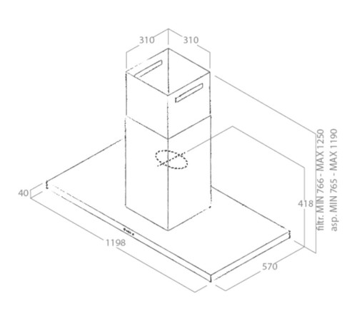 Вытяжки Elica/ Островная, 120 см, 1200 м3/ч, нержавеющая сталь
