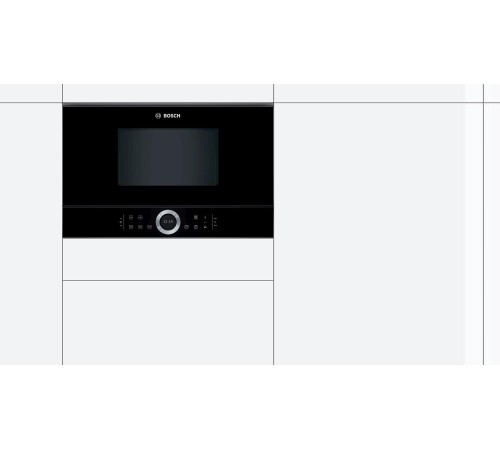 Встраиваемые микроволновые печи BOSCH 900Вт, 5 режимов, инвертер, 21 л, черный, петли слева
