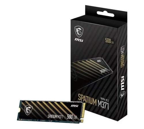 Твердотельный накопитель MSI SSD SPATIUM M371, 500GB, M.2(22x80mm), NVMe, PCIe 3.0 x4, 3D TLC, R/W 2200/1150, IOPs 60 000/200 000, TBW 110, DWPD 0.12 (5 лет)