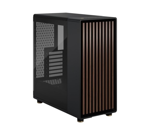 Корпус без блока питания/ Case Fractal Design North TG Dark Tint, Midi-Tower, 2x140mm, 2xUSB-A 3.2 + 1xUSB 3.2 Type-C ATX, mATX, mITX Wood panel, Charcoal Black