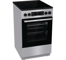 Плита Gorenje/ Плита Gorenje, полезный объем 70 л, эргономичные переключатели, сенсорный программатор IconLED, эмаль SilverMatte, очистка паром, индикатор остаточного тепла для каждой конфорки, телескопические направляющие, дверца CompactDoor 2 стекла + 1