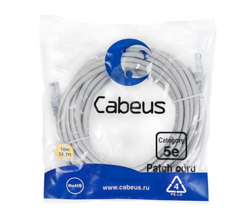 Cabeus PC-UTP-RJ45-Cat.5e-10m-LSZH Патч-корд U/UTP, категория 5е, 2xRJ45/8p8c, неэкранированный, серый, LSZH, 10м Cabeus PC-UTP-RJ45-Cat.5e-10m-LSZH Патч-корд U/UTP, категория 5е, 2xRJ45/8p8c, неэкранированный, серый, LSZH, 10м