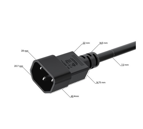 GCR Кабель питания 2.0m, С14 - С5, черный, 3*0,75mm, GCR-55922
