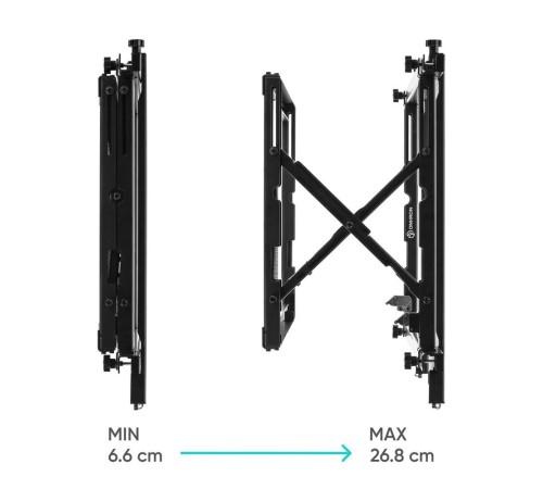 Кронштейн для ВИДЕОСТЕН ONKRON/ система Push UP, 40-70" макс. 600*400, вылет от стены 106-124мм/ 259-277мм, рег. по вертикали 0-13мм, макс. нагрузка 45кг, портретная/альбомная ориентация, сверхточная регулировка в трех плоскостях
