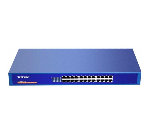 Коммутатор/ Tenda TEG1024G Коммутатор неуправляемый, 24 порта, 24x1 Гбит/с, установка в стойку, металлический корпус
