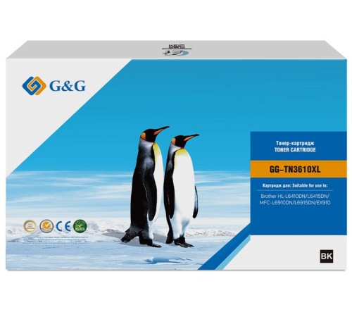 Тонер-картридж G&G toner-cartridge для Brother HL-L6410DN/L6415DN/MFC-L6910DN/L6915DN/EX910 с чипом 25 000 стр. TN-3610XL гарантия 36 мес. распродажа!