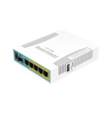 Маршрутизатор/ hEX PoE 5x Gigabit Ethernet with PoE output for four ports, SFP, USB, 800MHz CPU, 128MB RAM, RouterOS L4