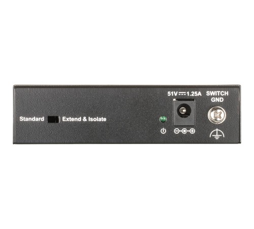 Коммутатор/ DSS-100E-6P Unmanaged Surveillance Switch 6x100Base-TX (4x100Base-TX PoE), Surge 6KV, PoE Budget 55W, Long-range PoE up to 250m, metal case