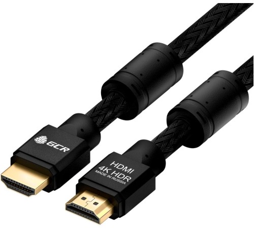 GCR Кабель 12.0m HDMI версия 2.0, HDR 4:2:0, Ultra HD, 4K 60 fps 60Hz/5K*30Hz, 3D, AUDIO, 18.0 Гбит/с, 28/28 AWG, OD7.8mm, тройной экран, черный нейлон, AL корпус черный, фер.кольца, GCR-52195 GCR Кабель 12.0m HDMI версия 2.0, HDR 4:2:0, Ultra HD, 4K 60 fps 60Hz/5K*30Hz, 3D, AUDIO, 18.0 Гбит/с, 28/28 AWG, OD7.8mm, тройной экран, черный нейлон, AL корпус черный, фер.кольца, GCR-52195