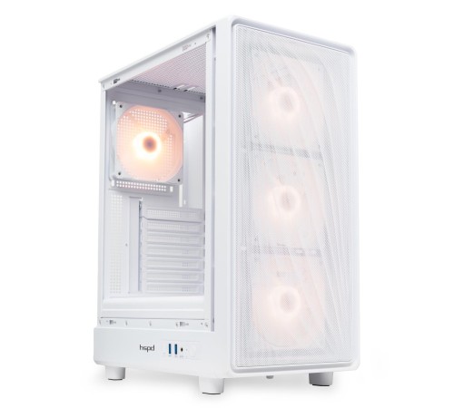 Корпус без блока питания/ Case HSPD M510, Mesh Mid Tower, White, TG, 0.5 SPCC, 4x120mm ARGB (Orbis F1) ATX, mATX, mITX 180/280/160mm 1x2.5", 1x3.5", 7xPCI 2xUSB-A 3.0 517x277x418mm Корпус без блока питания/ Case HSPD M510, Mesh Mid Tower, White, TG, 0.5 SPCC, 4x120mm ARGB (Orbis F1) ATX, mATX, mITX 180/280/160mm 1x2.5", 1x3.5", 7xPCI 2xUSB-A 3.0 517x277x418mm