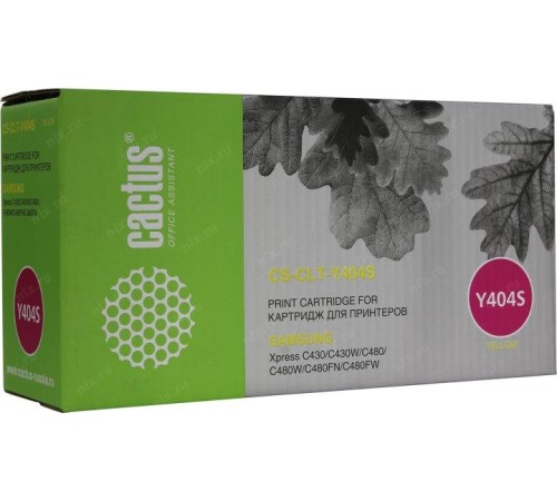 -/ Картридж лазерный Cactus CS-CLT-Y404S CLT-Y404S желтый (1000стр.) для Samsung SL-C430/C430W/C480/C48