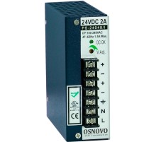 Блок питания/ OSNOVO Промышленный блок питания. DC24V, 2A (48W). Диапазон входных напряжений: AC195-265V