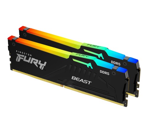 Память оперативная/ Kingston 64GB 5600MT/s DDR5 CL36 DIMM (Kit of 2) FURY Beast RGB EXPO Память оперативная/ Kingston 64GB 5600MT/s DDR5 CL36 DIMM (Kit of 2) FURY Beast RGB EXPO