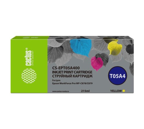 -/ Картридж струйный Cactus CS-EPT05A400 T05A4 желтый (215мл) для Epson WorkForce Pro WF-C878/C879