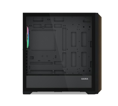 Корпус ПК без блока питания/ Case SAMA Z60 Black, Midi-Tower, TG, 4x140mm ARGB, 2xUSB 3.0 + 1xUSB 3.1 Type-C, E-ATX, ATX, mATX, mITX Black