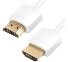 GCR Ультратонкий кабель HDMI2.0 для AppleTV, SLIM, 0.5m, белый, OD3.8mm, HDR 4:2:0, Ultra HD, 4K60Hz, 18.0 Гбит/с, 32/32 AWG