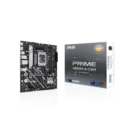 Материнская плата ASUS PRIME H810M-A-CSM, LGA1851, B810, 2*DDR5, 4*SATA, 2*M.2, 2*USB 3.2, 4*USB 2.0, 1*PCIx16, 1*PCIx1, HDMI+DP, mATX; 90MB1KK0-M0EAYC