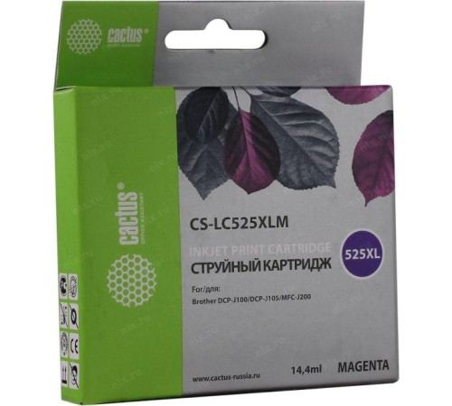 -/ Картридж струйный Cactus CS-LC525XLM пурпурный (14.4мл) для Brother DCP-J100/J105/J200