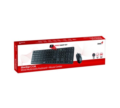Комплект SlimStar C126  чёрный, USB(клавиатура SlimStar 126 и мышь DX-125) (Мятая упаковка)