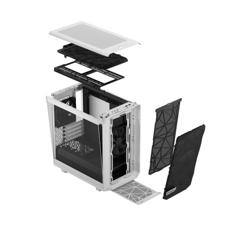 Корпус ПК без блока питания/ Case Fractal Design Meshify 2 Mini TG Clear Tint, Mini-Tower, 1x120mm + 1x140mm, 2xUSB-A 3.2 + 1xUSB 3.2 Type-C mATX, mITX, mDTX White